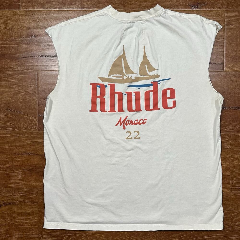 Rhude Tank Top Mens XL White Monaco 22 Yacht Sail Ocean Streetwear Designer City